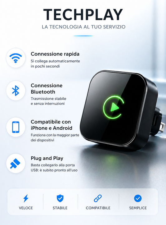Adattatore Bluetooth Wireless 2-in-1 Carplay e Android